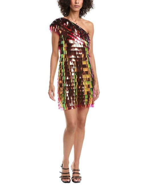 Tadashi Shoji Metallic Bina Sequin Fringe Mini Dress