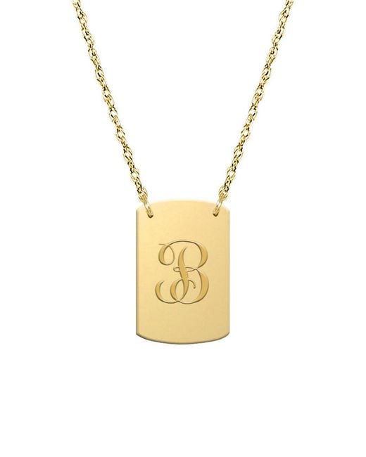 Jane Basch Metallic 14k Script Initial Dog Tag Necklace (a-z)