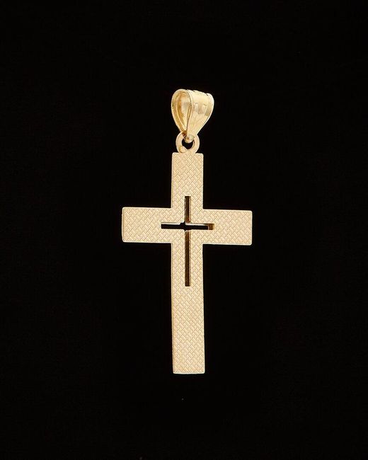 Italian Gold Black 14k Italian Two-tone Gold Cross Pendant