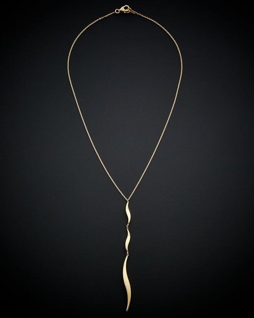 Italian Gold Black 14k Graduated Wave Drop Necklace