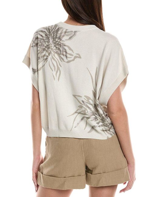 Brunello Cucinelli White Wool, Cashmere & Silk-Blend Sweater
