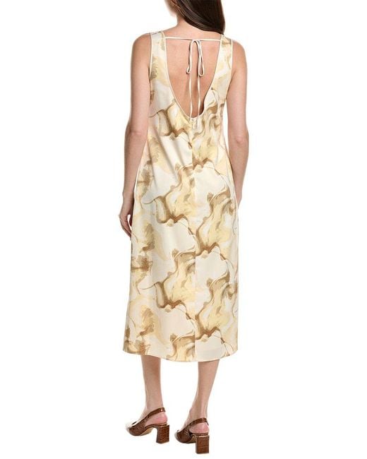Kenneth Cole Metallic Textured Satin Midi Dress