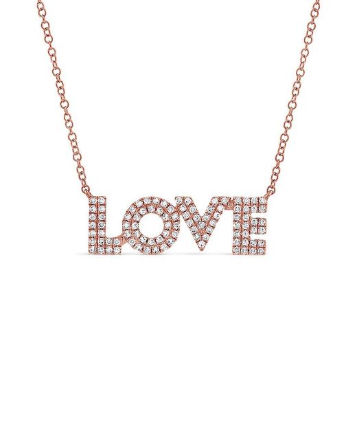 Sabrina Designs Metallic 14k Rose Gold 0.27 Ct. Tw. Diamond Love Necklace