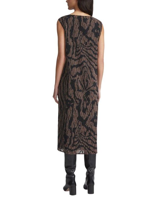 Lafayette 148 New York Black Plisse Sleeveless Midi Dress