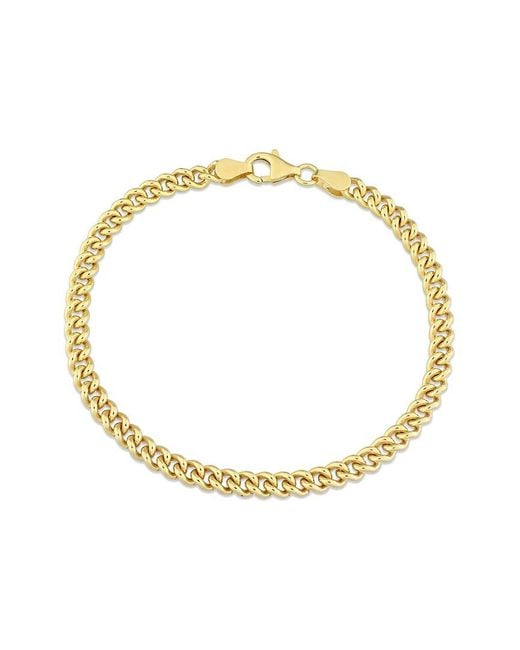 Italian Silver Metallic 18k Over Curb Link Chain Bracelet