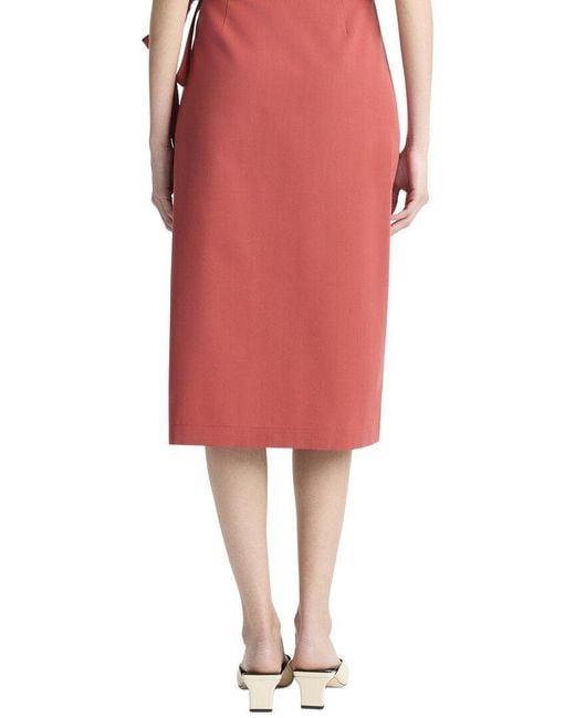 Vince Red Wrap Straight Skirt