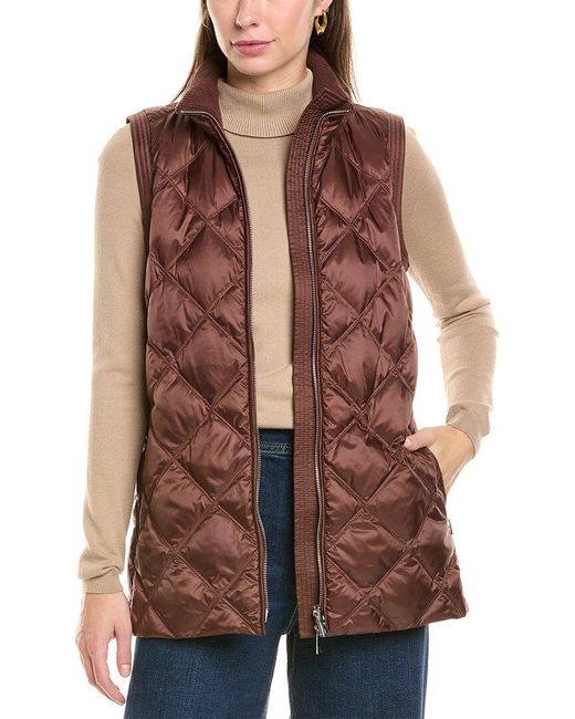 Lafayette 148 New York Reversible Quilted Down Vest in Brown Lyst UK