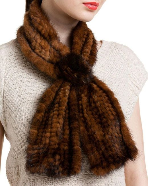 La Fiorentina Natural Whiskey Mink Muffler With Rosette
