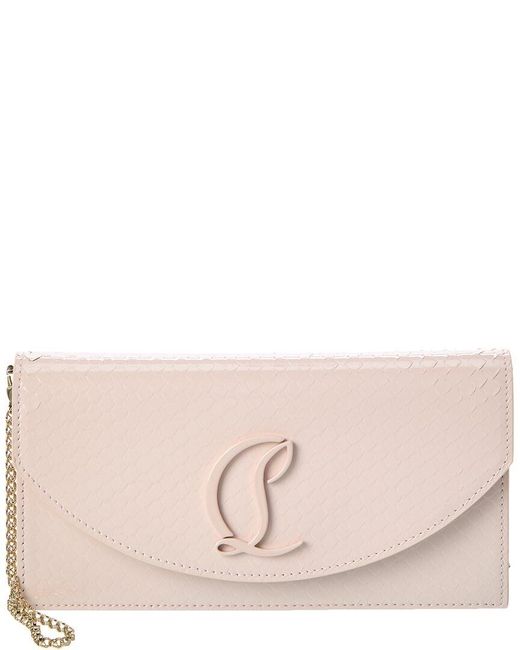 Christian Louboutin Pink Loubi54 Embossed Patent Clutch
