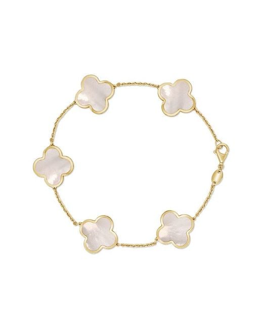 Italian Gold White 14k Mother Of Pearl Stackable Bracelet