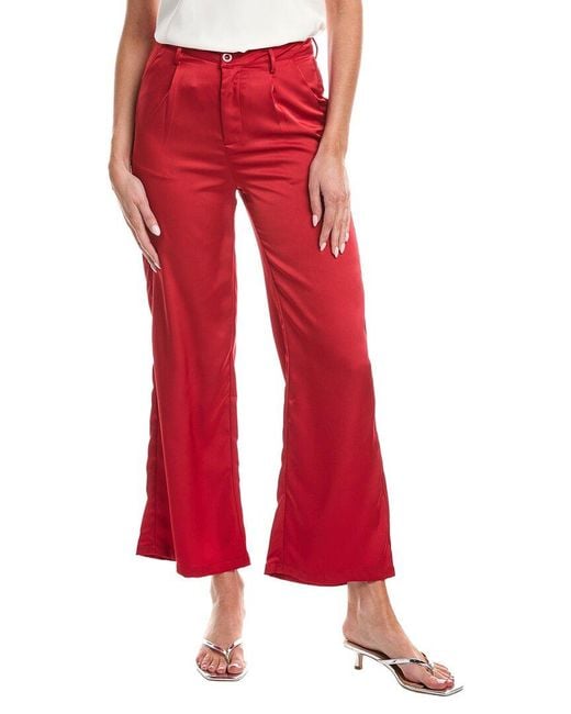 Gracia Red Satin Wide Leg Dress Pant