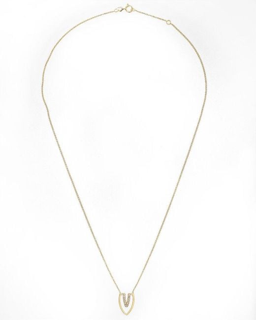 Italian Gold Metallic 14K Topaz V Pendant Necklace