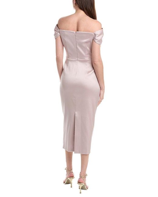 Aidan Mattox Pink Stretch Mikado Midi Dress