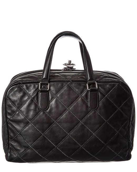 Chanel Black Calfskin Leather Stitched Bowling Bag (authentic Pre-loved)