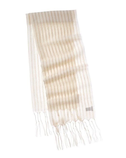 Brunello Cucinelli Natural Wool & Linen-Blend Scarf