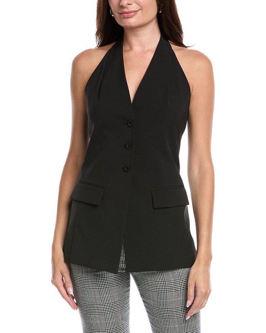 Kenneth Cole Black Three Button Halter Vest