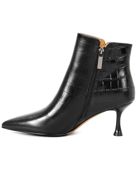 Tiffany & Fred Paris Black Embossed Leather Bootie