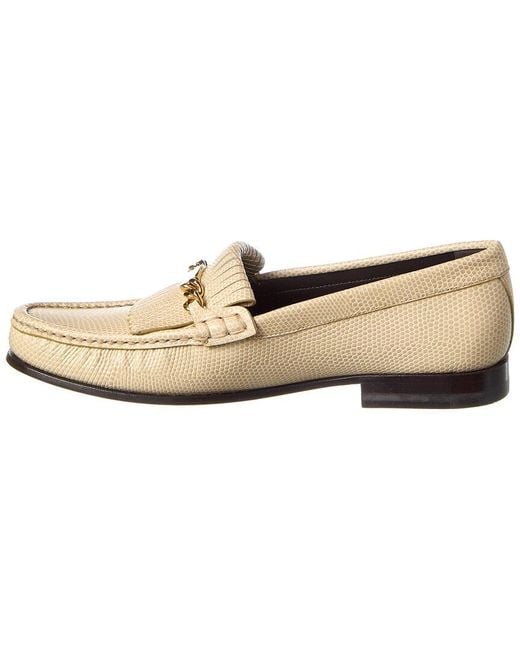 Céline White Embossed Leather Loafer