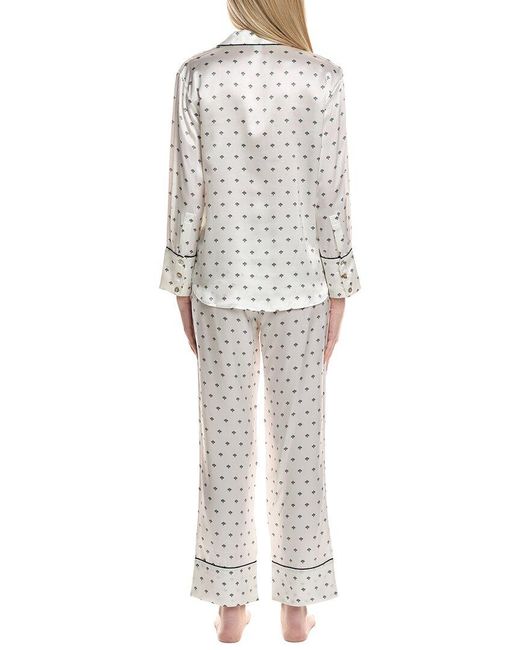 Petite Plume White 2Pc Silk Pajama Set