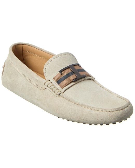 Tod's White Gommini Suede Loafer for men