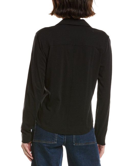 Lilla P Black Split Collar Button Down Shirt