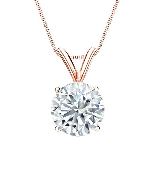 Sabrina Designs Lab Grown Diamonds White 14K Rose 3.00 Ct. Tw. Lab-Grown Diamond Solitaire Necklace