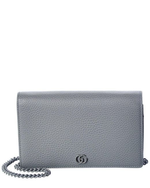 Gucci Gray GG Marmont Leather Chain Wallet