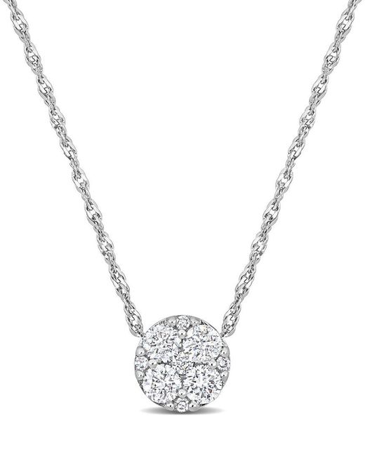 Rina Limor Metallic 10k 0.31 Ct. Tw. Diamond Cluster Necklace