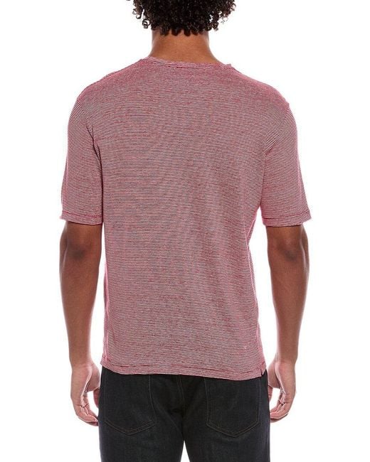 Slowear Red Crewneck Stripe Linen-Blend T-Shirt for men