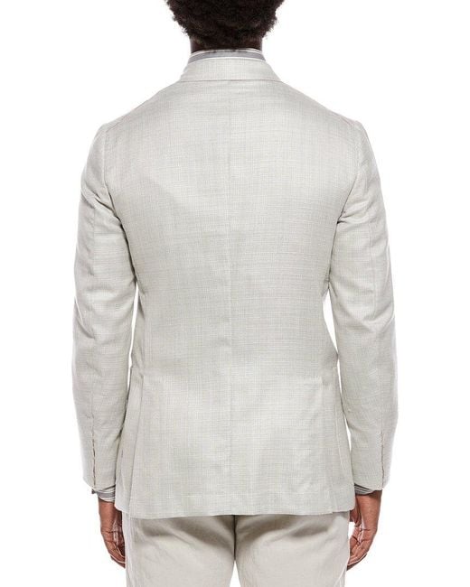 Isaia Gray Wool, Silk, & Linen-Blend Blazer for men