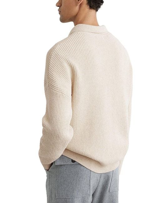 Reiss Gray Prop Half Zip Ribbed P Sweater for men