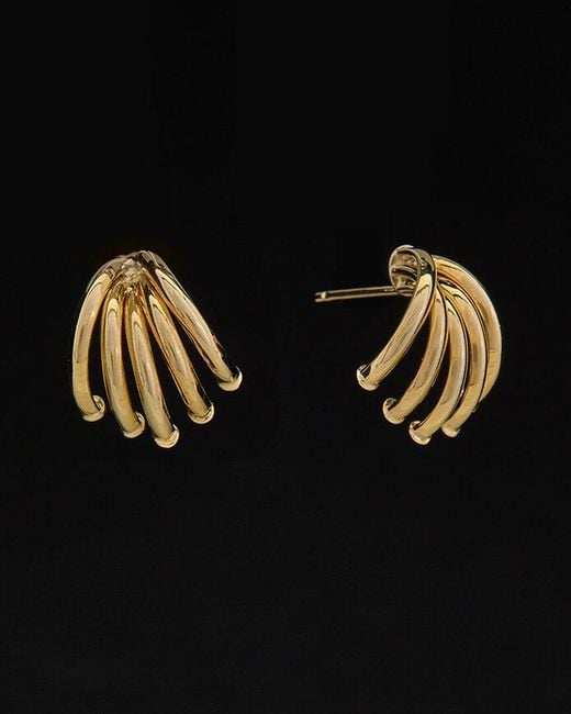 Italian Gold Black 14k 5-tube Spread Earrings