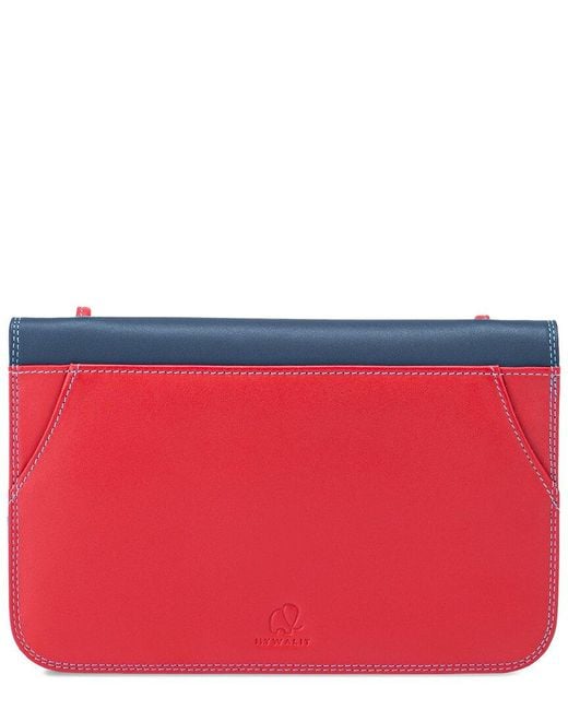 Mywalit Blue Full Flap Leather Shoulder Clutch