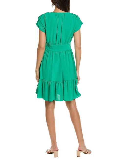 Sharagano Green Textured Airflow Midi Dress