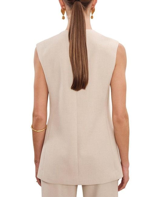 Reiss White Athena High Neck Long Line Jacket