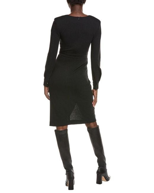 Max Mara Black Virtus Jersey Wool-Blend Midi Dress