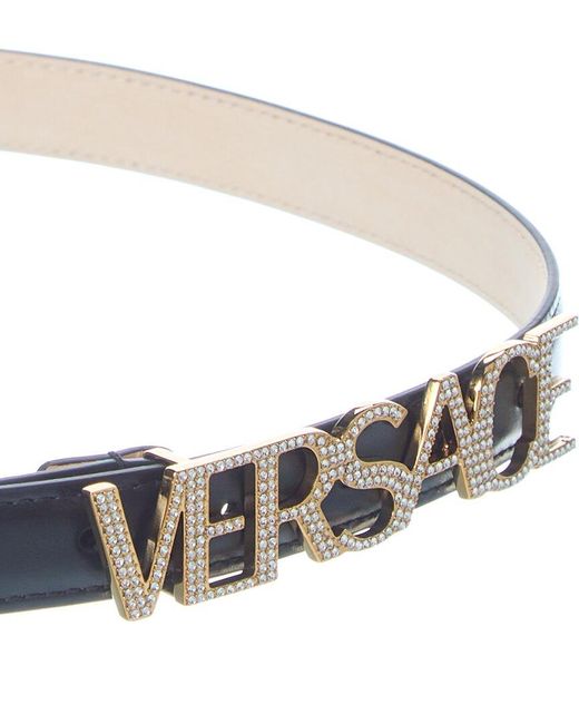 Versace White Logo Buckle Leather Belt