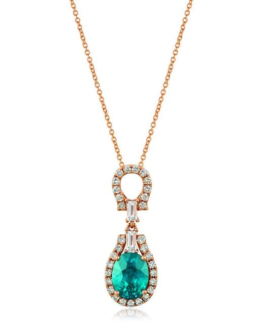 Le Vian Metallic Le Vian Blueberry Zircon 14K Rose 2.51 Ct. Tw. Diamond & Zircon Pendant Necklace