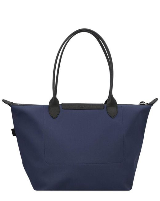 Longchamp Blue Le Pliage Shopper Canvas Tote