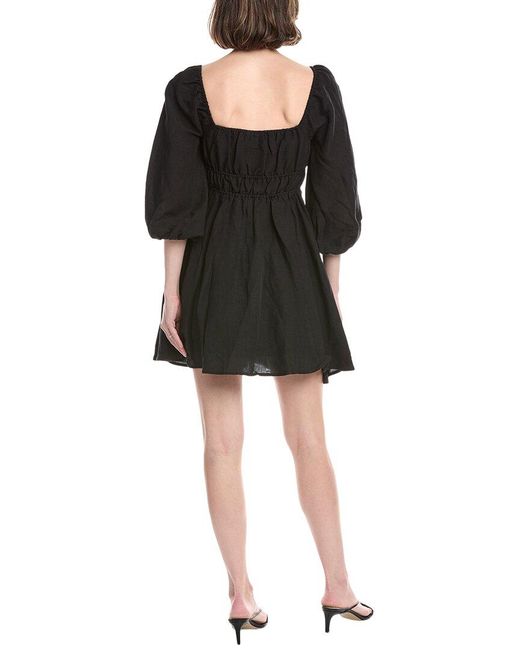 Hermoza Black Lala Linen-Blend Mini Dress