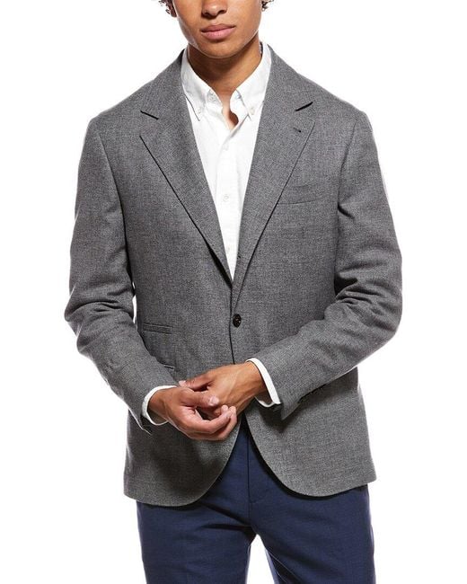 Brunello Cucinelli Gray Cashmere & Silk-Blend Blazer for men
