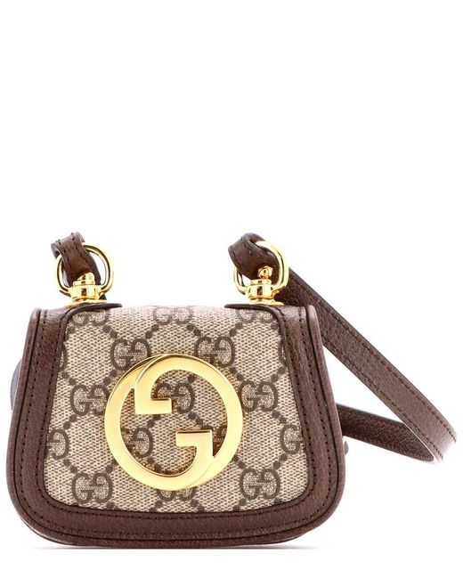 Gucci Brown Blondie Nm Card Case Wallet With Strap GG Coated Canvas (authentic Pre-loved)