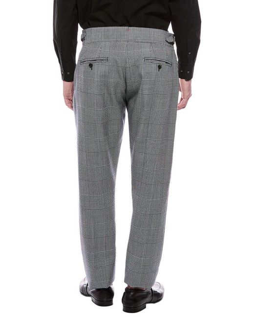 Isaia Black Houndstooth Wool Trouser for men