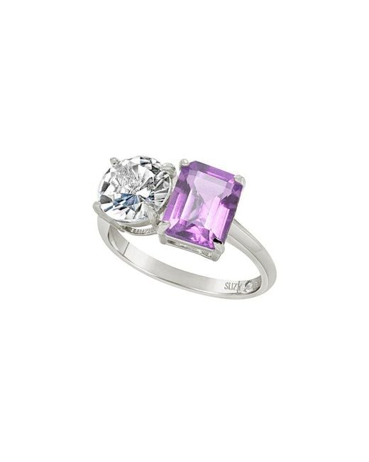 Suzy Levian Pink Silver 5.00 Ct. Tw. Gemstone Toi Et Moi Ring