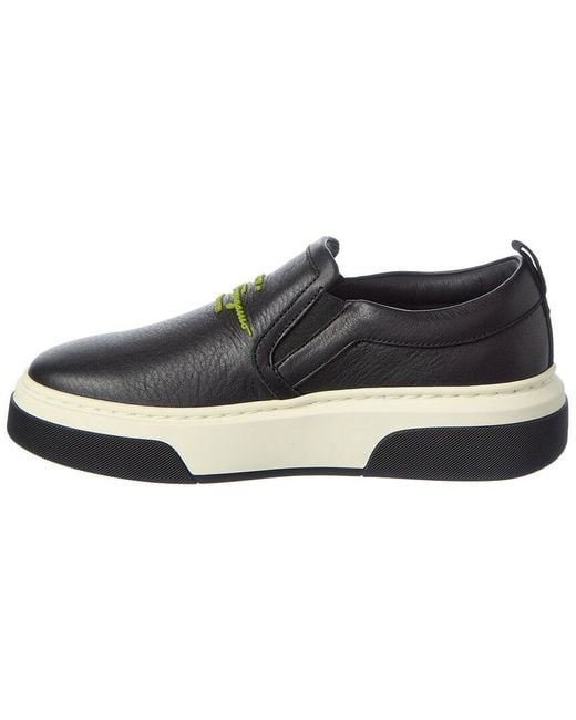 Ferragamo Blue Leather Slip On Sneaker