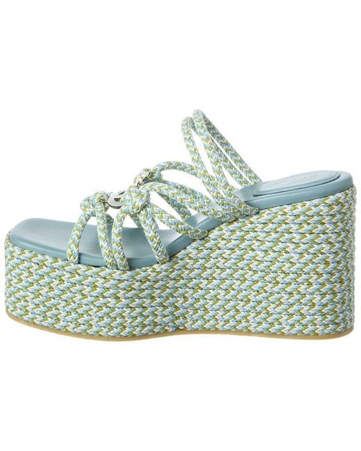 Gucci Blue Interlocking G Rope Wedge Sandal