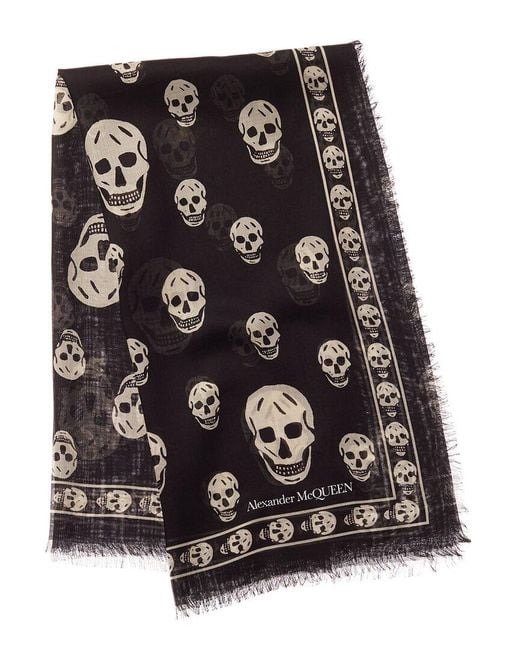 McQueen Blue Skull Silk-blend Scarf for men