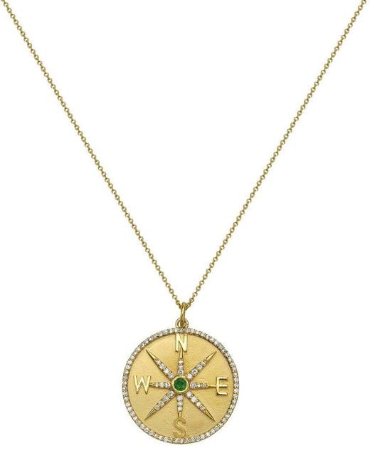 Forever Creations USA Inc. Metallic Forever Creations 14k Compass Pendant Necklace