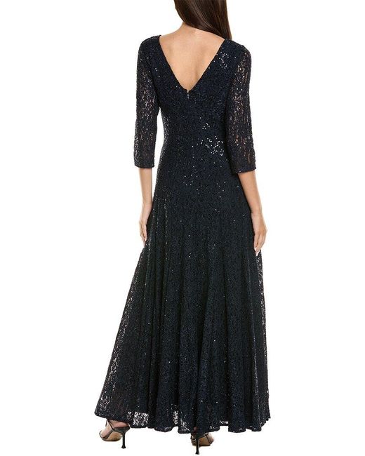 Tahari Blue Lace Gown