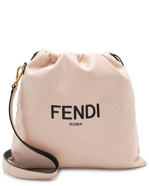 Fendi Natural Pink Leather Nappa Drawstring Medium Shoulder Bag (authentic Pre-loved)
